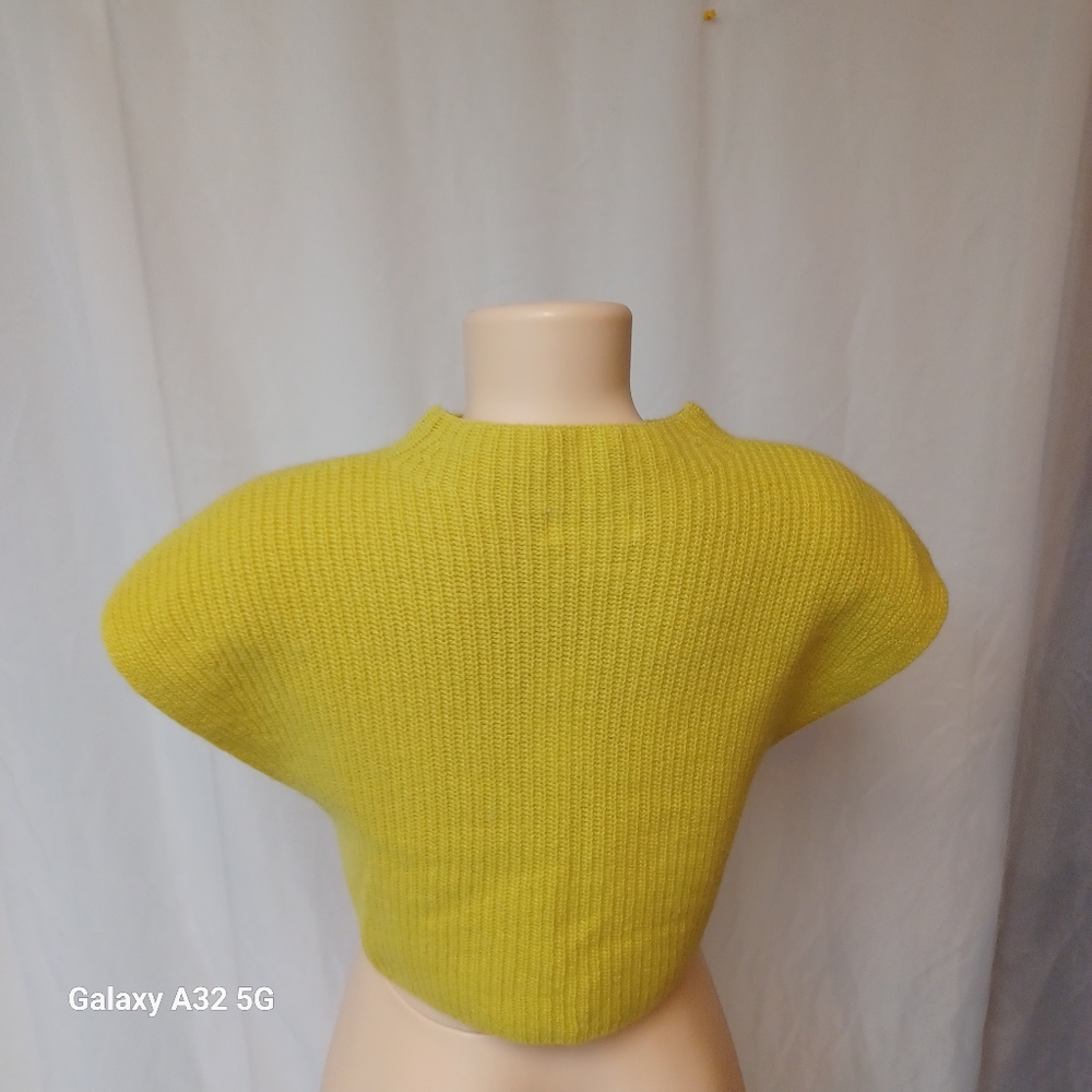 Anthropologie Maeve 100% Wool.mo_neck Muscle Crop  Green V-Neck Sweater Size M - Picture 6 of 12